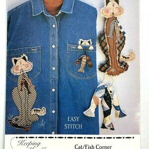 Sewing Pattern Keeping You In Stitches Cat/Fish Corner Applique Pattern Kit